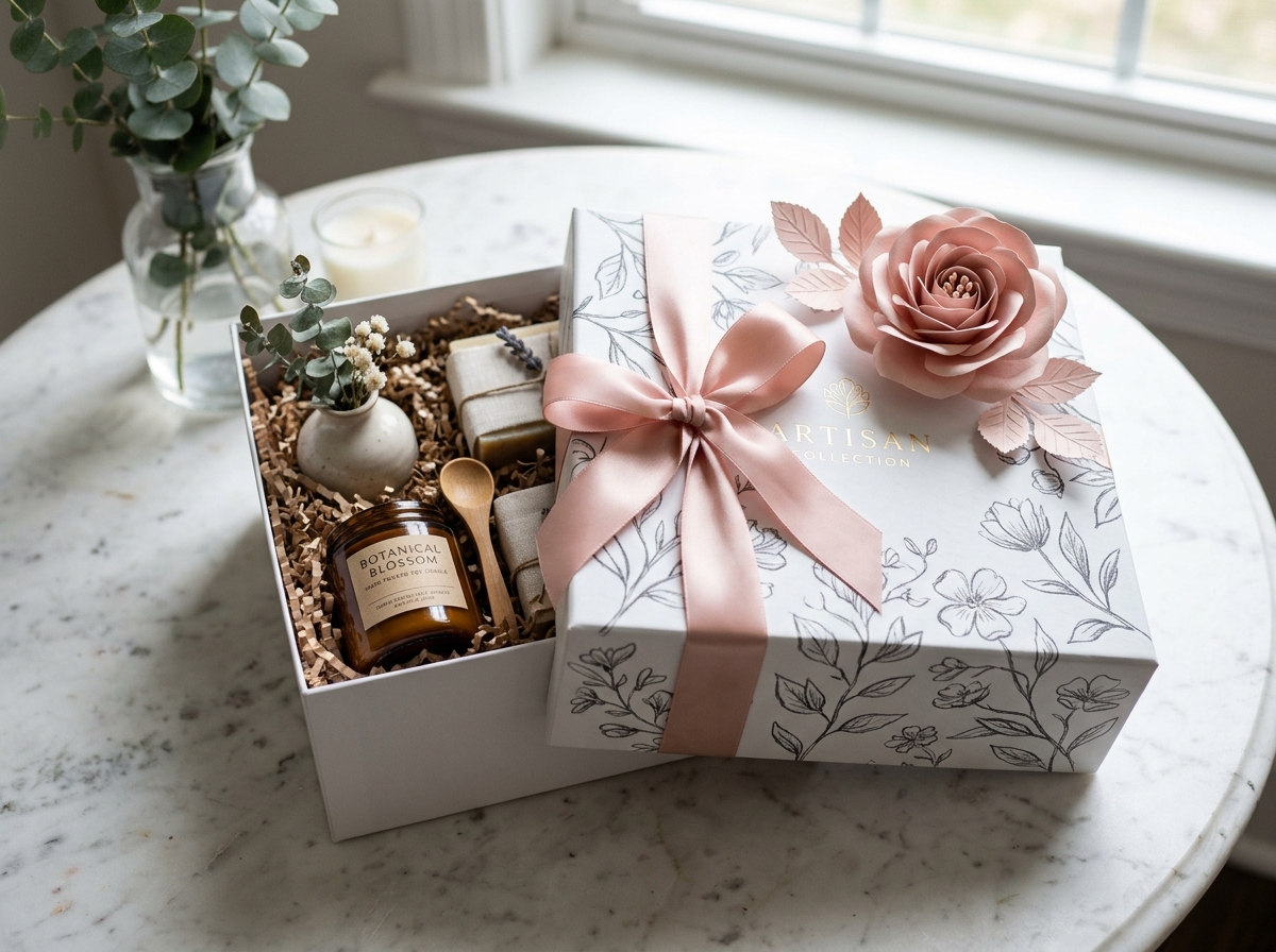 Artisan Botanical Gift Box with Ribbon