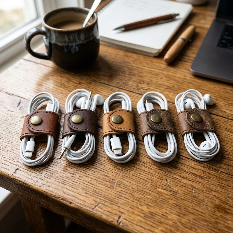 Leather Cable Organizer Straps (Pack of 5)